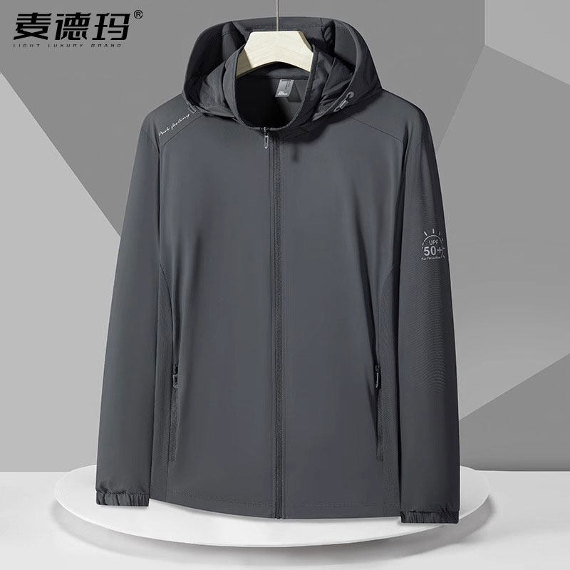 高端防晒衣男夏季薄款防紫外线弹力透气冰丝防晒服女中老年外套