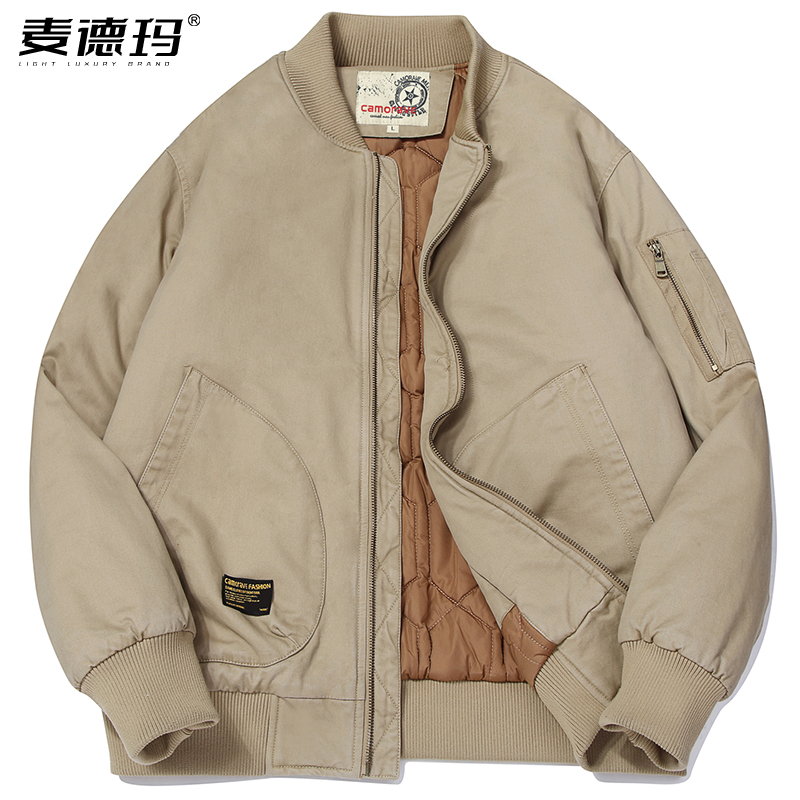 美式复古飞行夹克宽松棒球棉服