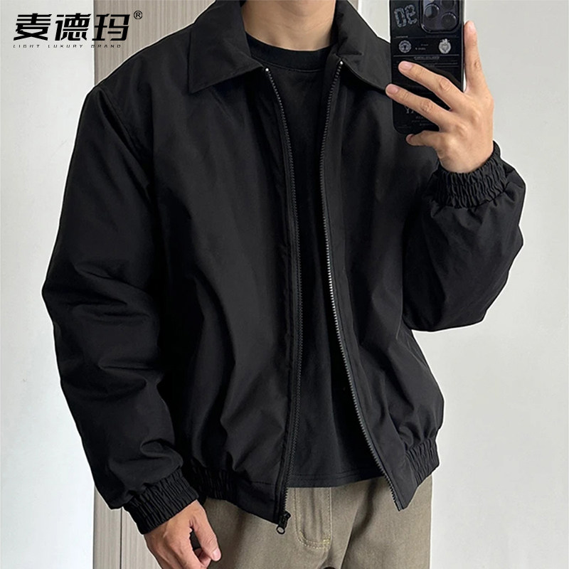 美式飞行服夹克棉衣男款cleanfit高级感痞帅翻领短款加厚行政外套