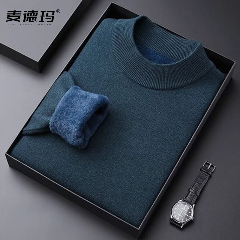 半高领毛衣男冬季加绒加厚