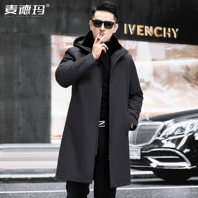 皮毛一体男士水貂内胆派克服皮草