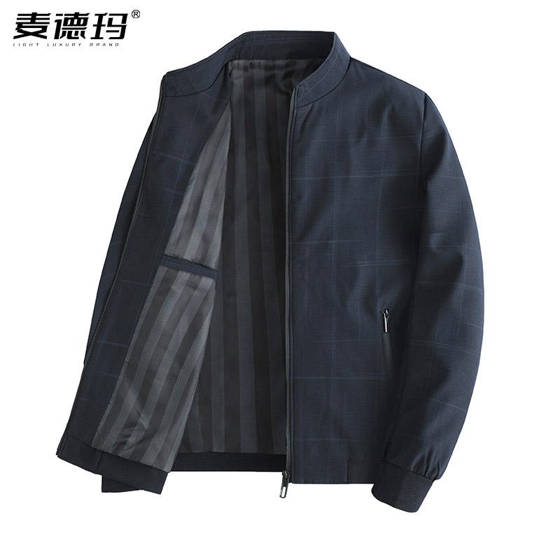 春秋中老年男士立领薄款夹克