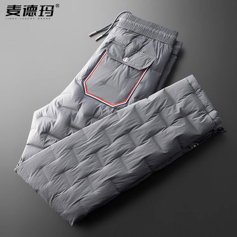 加厚白鹅绒休闲直筒羽绒裤男外穿