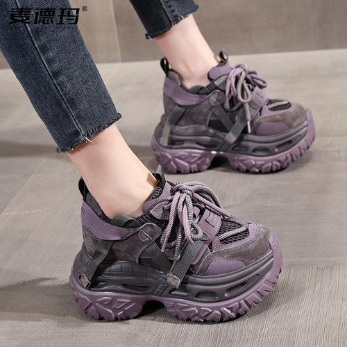 时尚超火厚底内增高炸街老爹鞋女