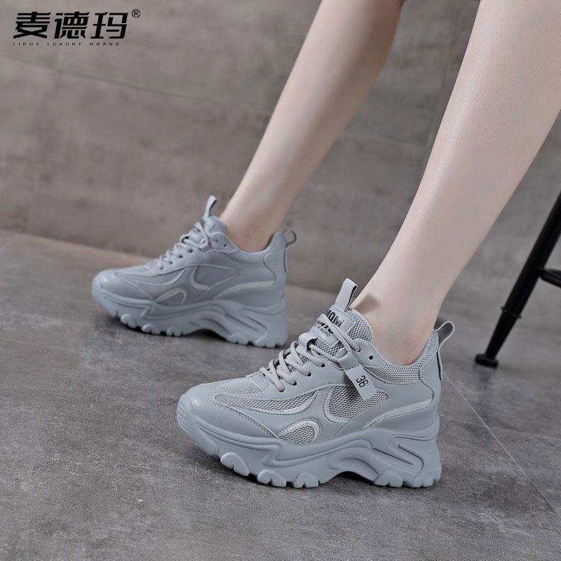 内增高运动鞋女2025年夏季新款厚底老爹鞋ins潮轻便百搭休闲女鞋