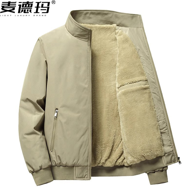冬季男棉衣加绒加厚外套立领上衣