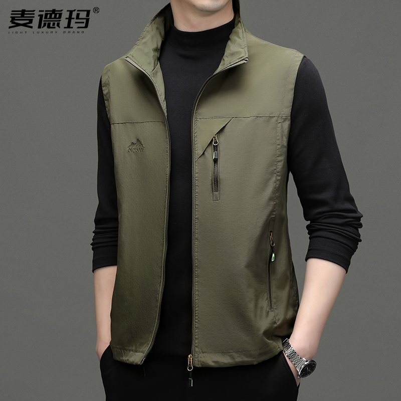中年男士多口袋工装马甲背心春秋