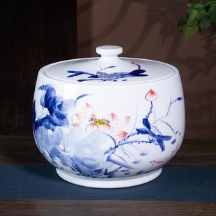 加厚陶瓷米缸油面粉桶防虫防潮10 30斤景德镇带盖腌菜肉密封罐