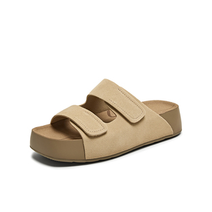 【40码】百思图2025夏季新款复古休闲勃肯鞋厚底女拖鞋B9312BT5