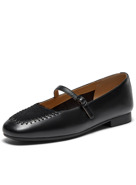 【40码】Bata玛丽珍秋季新款羊皮法式通勤软底复古女单鞋AVL66CQ5