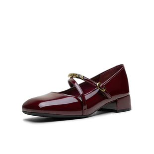 新款 百思图2025秋季 玛丽珍鞋 时尚 F2052CQ5 简约粗跟女单鞋 40码