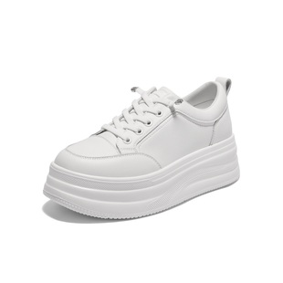 【40码】百丽厚底增高小白鞋女2025秋新简约百搭休闲鞋E3P1DCM5
