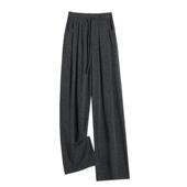 糯米女205新款 闲直筒HXG小个加子垂坠感软2糯灰色绒阔腿 秋冬休裤