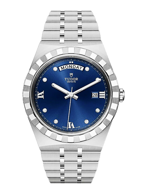 帝舵TUDOR 瑞士手男表皇家系列日历钢带镶钻男机械表M28600-0006