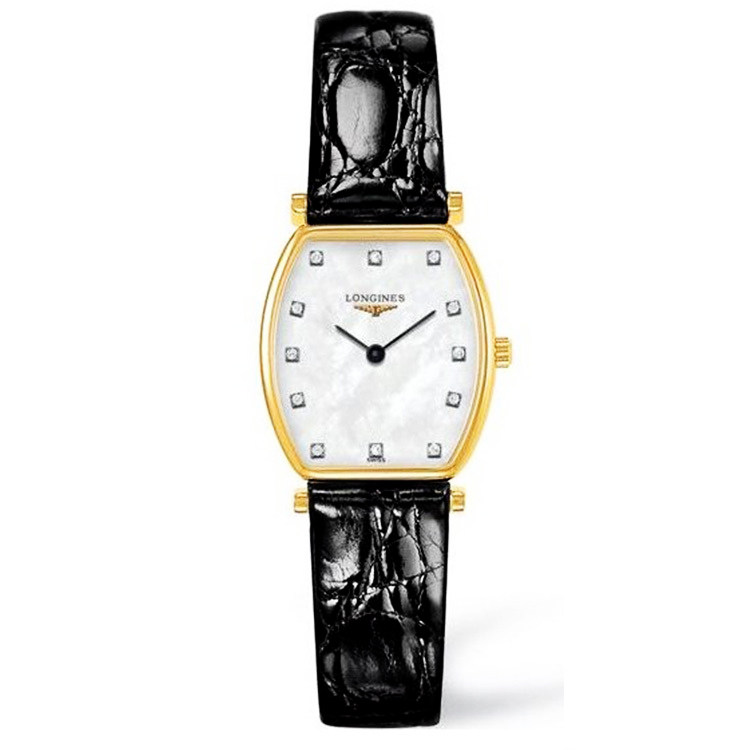 瑞士正品浪琴优雅镀金嘉岚系列石英皮带女士手表L4.205.2.87.7