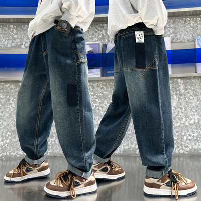 小黄鸭布咚牛仔裤中大童阔腿裤