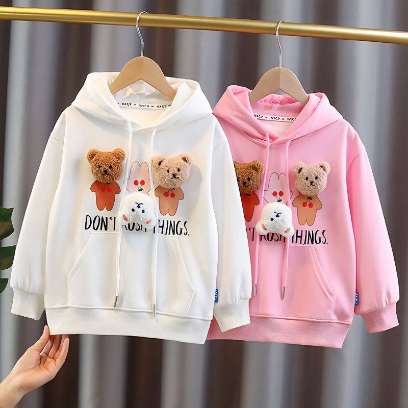 小黄鸭布咚女童卫衣春秋2025新款儿童洋气中大童连帽装卡通上衣潮