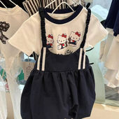 女童夏装 T恤吊带背心裙两件套 洋气儿童卡通印花短袖 套装 2025新款