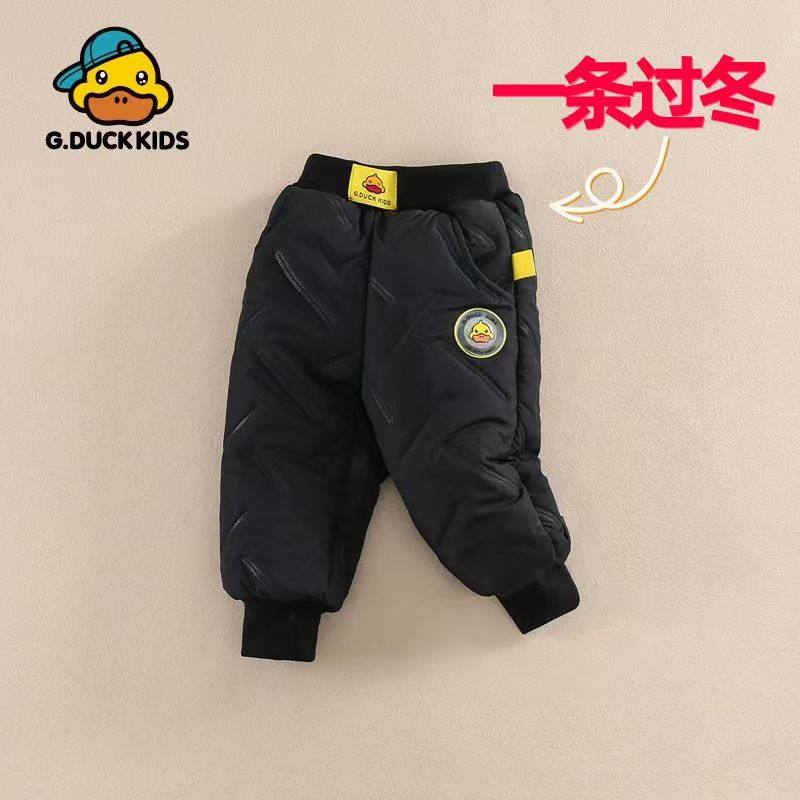 小黄鸭男童羽绒棉裤冬装新款宝宝加厚休闲裤小童保暖加绒防风裤子
