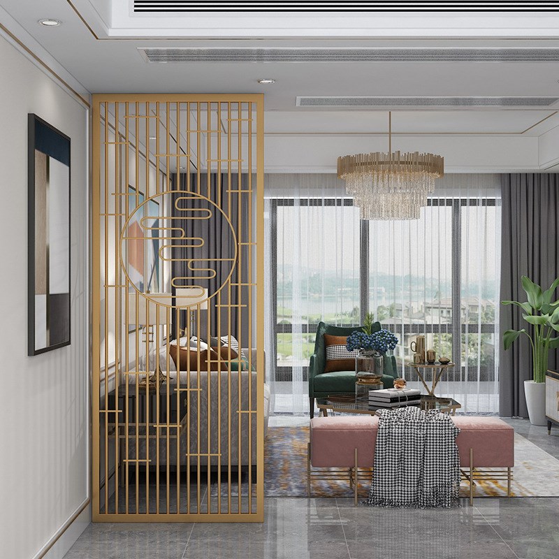 北欧客厅装饰入户玄关铁艺屏风隔断墙卧室镂空墙办公装饰隔断屏风