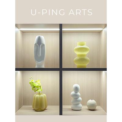 样板间软装饰品书柜家居摆件挂画彷真花陶瓷玻璃创意工艺品ZH3663