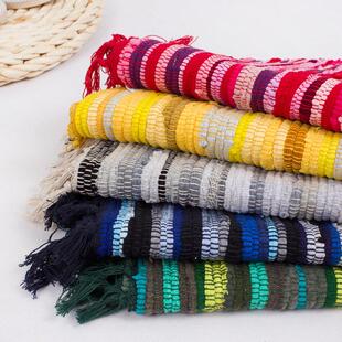 棉质布条拼接地垫吸水防滑的门垫 家用化妆室门厅厨房的蹭脚垫