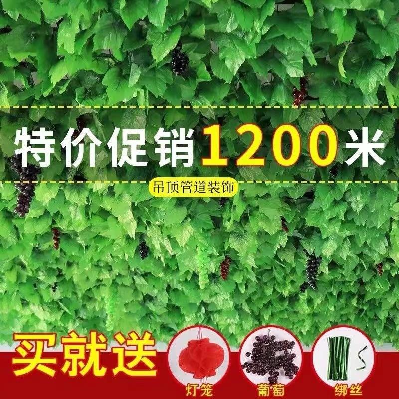 创意仿真葡萄藤蔓房间天花吊顶装饰假绿植格栅围栏框架垂摆挂件花