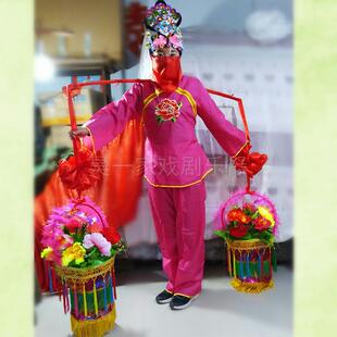 秧歌舞蹈挑花篮花挑锄戏曲戏剧舞台表演花篮婚喜庆花挑舞社火道具