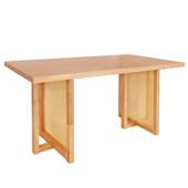 北欧实木餐桌藤编桌椅组合简约现代家用小户型十字腿桌长方形桌子