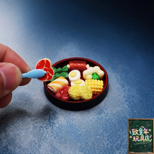 迷你仿真食玩烤肉蔬菜盘食物套装 模型玩具摆件过家家玩具摆件模型