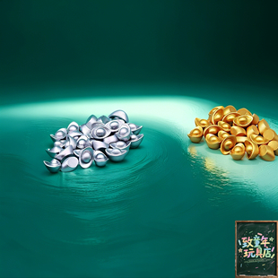 仿真金银元宝迷你招财配饰品金色聚宝过家家玩具配件玄学小摆件