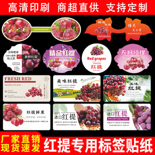 精品红提标签贴纸新疆云南无籽提妮娜皇后青提包装不干胶标签定制