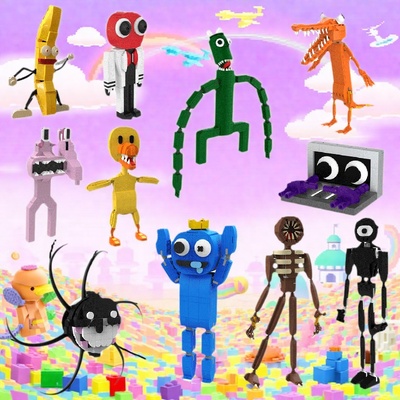 彩虹朋友魔法门怪物游戏动画模型小颗粒拼装积木MOC益智儿童玩具