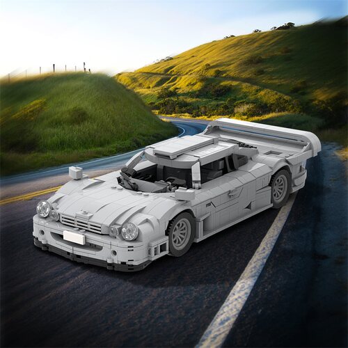 积木玩家MOC梅赛德斯-奔驰CLK GTR 1:15拼装拼插儿童益智礼物玩具