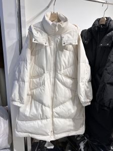 锦娇衣9852韩版宽松加厚连帽羽绒服女2023冬中长款气质白鸭绒外套