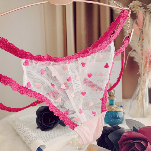 甜美交叉细带缕空T腰女士丁字裤