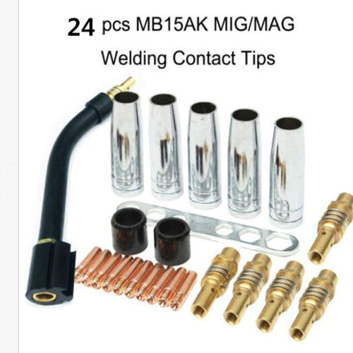 MB15AK焊枪MIG焊接触针点罩喷嘴套件接触尖0.8mm端枪颈连接螺纹