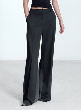 ce2024春夏新款原创拼缝休闲西裤阔腿裤裤脚可调节中性男女同款