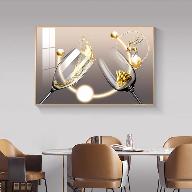 餐厅装饰画北欧酒杯挂画背景墙壁画酒店装饰客厅入户玄关几何抽象图片