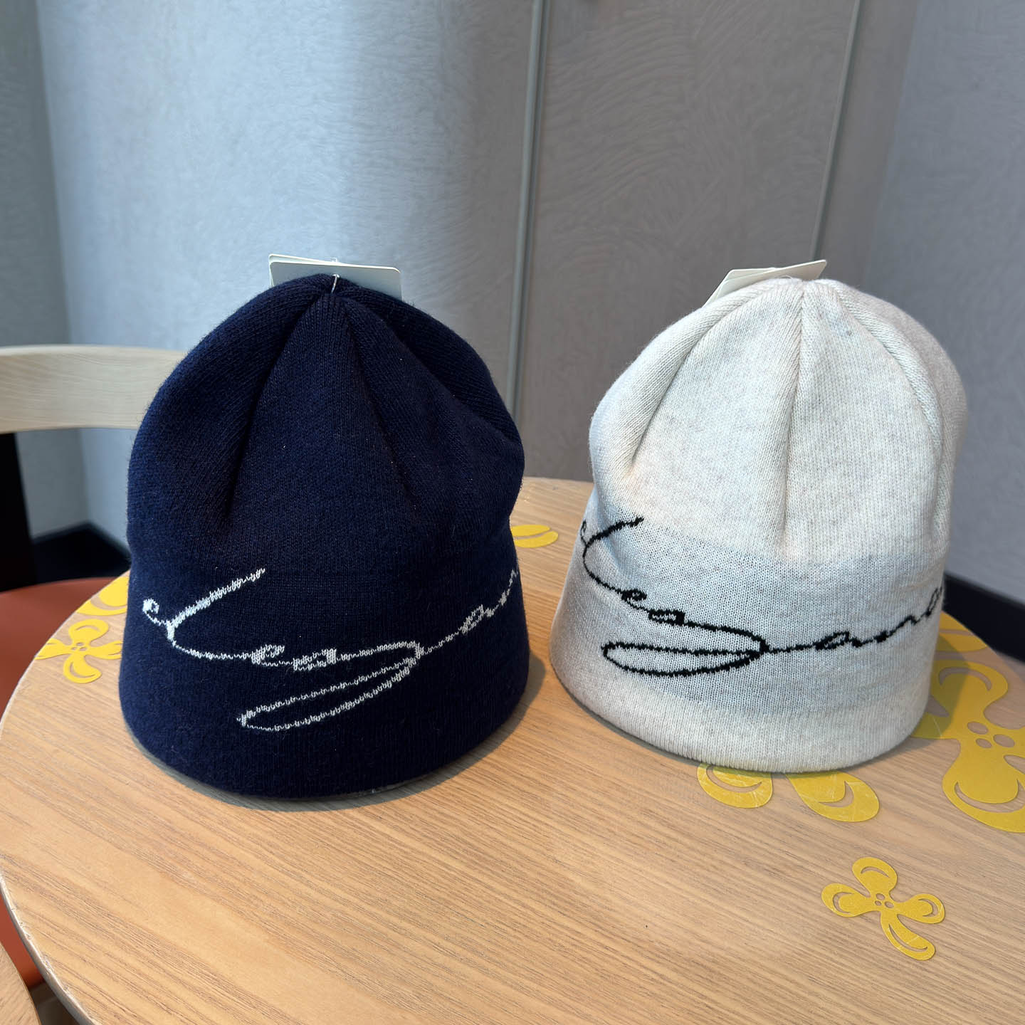 新款提花羊毛混纺针织毛线帽男女