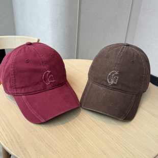25新款 设计G字母磨边棒球帽子女宽檐显脸小百搭遮阳鸭舌帽男 个性
