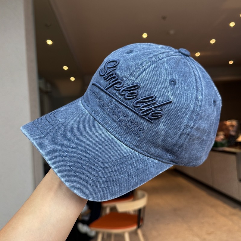 美式复古立体字母刺绣棒球帽子女水洗做旧宽檐大头围遮阳鸭舌帽男