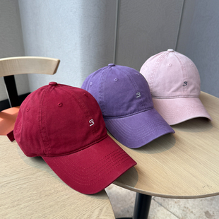 韩版小字母纯棉软顶棒球帽女适合方圆脸宽檐大脸显脸小鸭舌帽子男