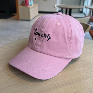 韩版简约字母刺绣薄款棒球帽女春夏天蓝色大头围遮阳鸭舌帽子男
