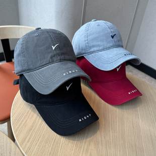 25新款 鸭舌帽子潮 春秋对号刺绣纯棉棒球帽百搭遮阳显脸小男女韩版