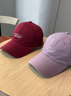 春夏椭圆字母刺绣软顶薄款鸭舌帽女26新款TH家情侣百搭遮阳棒球帽
