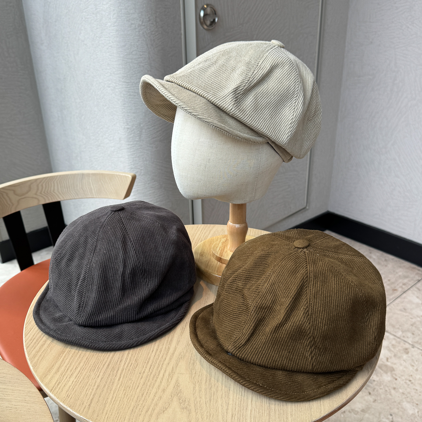 秋冬季韩版复古灯芯绒前进帽子女