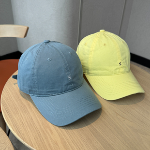 韩版新款小字母s刺绣纯棉软顶棒球帽男女街头简约百搭四季鸭舌帽
