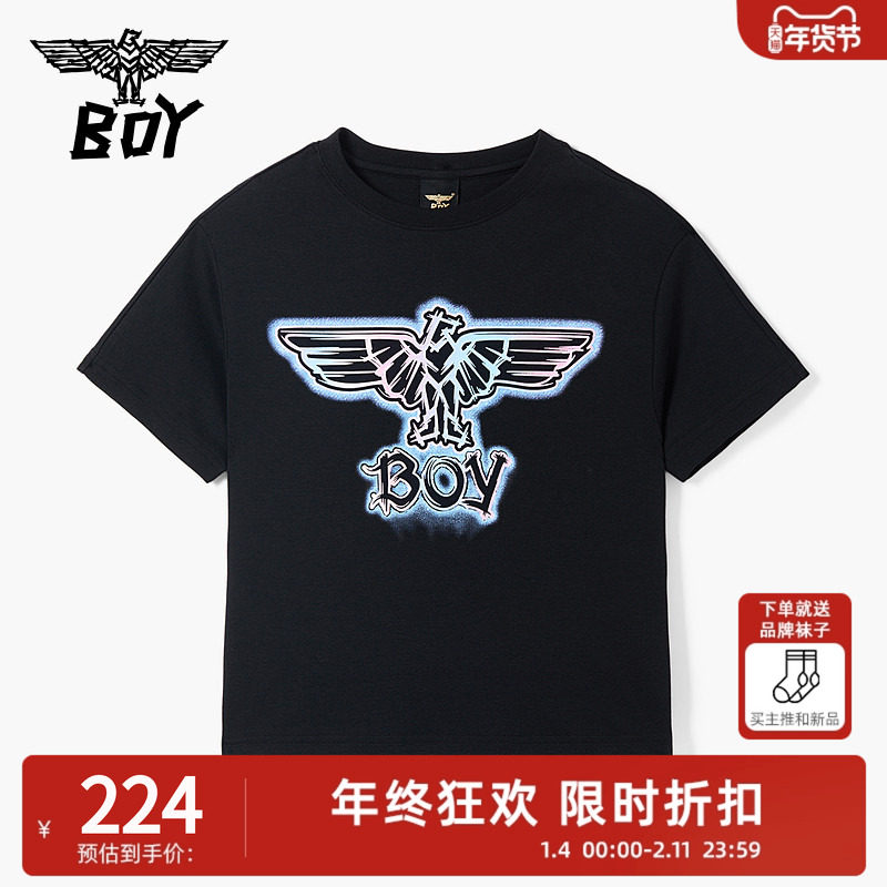 BOY童装 潮牌儿童夏季短袖T恤 渐变鹰标潮酷百搭圆领男童女童,童装/婴儿装/亲子装,T恤,淘宝优惠券,粉丝福利购,淘宝优惠卷