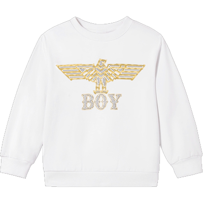 BOY童装秋冬男女童卫衣经典老鹰翅膀洋气设计感白色长袖